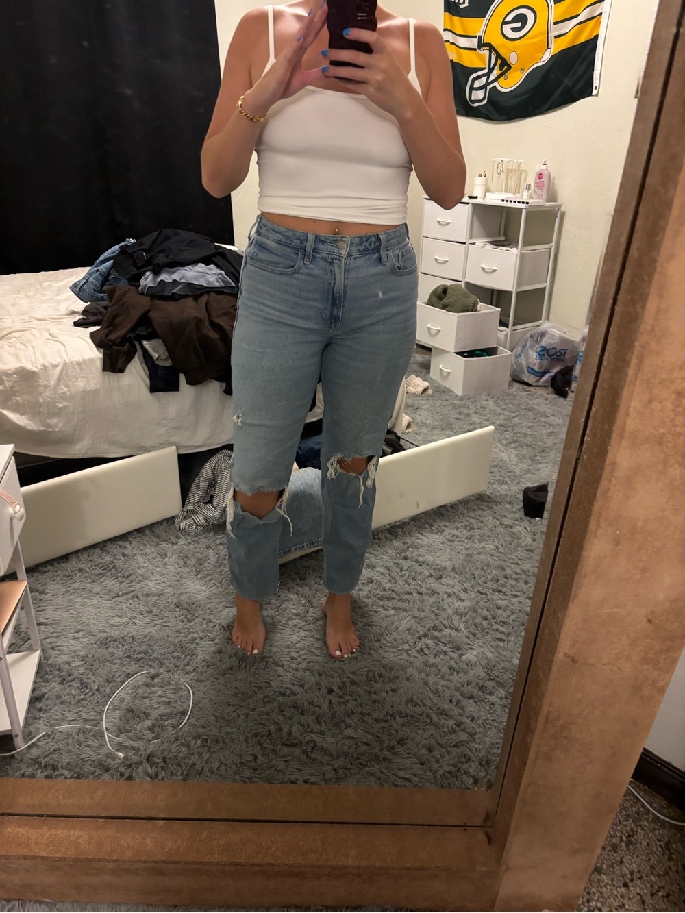 Hollister Light Blue Ripped Boyfriend Jeans